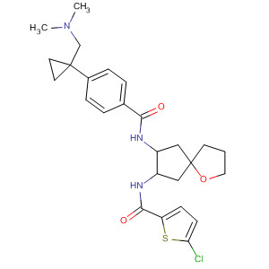 630389-65-0  2-Thiophenecarboxamide,5-chloro-N-[8-[[4-[1-[(dimethylamino)methyl]cyclopropyl]benzoyl]amino]-1-oxaspiro[4.4]non-7-yl]-