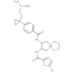 630389-66-1  2-Thiophenecarboxamide,5-chloro-N-[8-[[4-[1-[2-(dimethylamino)ethyl]cyclopropyl]benzoyl]amino]-1-oxaspiro[4.4]non-7-yl]-
