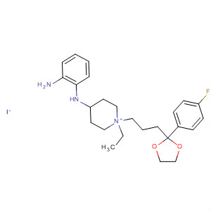 62746-79-6  Piperidinium,4-[(2-aminophenyl)amino]-1-ethyl-1-[3-[2-(4-fluorophenyl)-1,3-dioxolan-2-yl]propyl]-, iodide