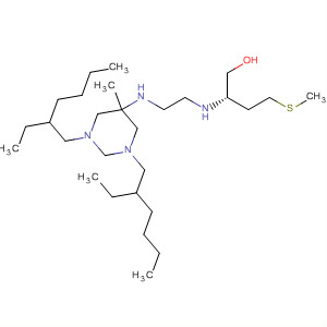 627523-56-2  1-Butanol,2-[[2-[[1,3-bis(2-ethylhexyl)hexahydro-5-methyl-5-pyrimidinyl]amino]ethyl]amino]-4-(methylthio)-, (2S)-