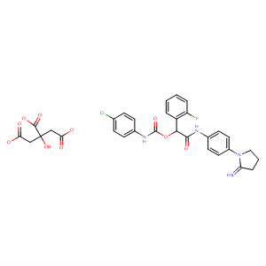 625102-52-5  Carbamic acid, (4-chlorophenyl)-,1-(2-fluorophenyl)-2-[[4-(2-imino-1-pyrrolidinyl)phenyl]amino]-2-oxoethylester, 2-hydroxy-1,2,3-propanetricarboxylate (1:1)