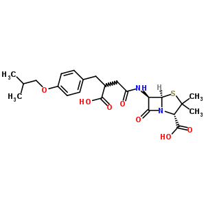 60947-88-8  (2S,5R,6R)-6-({3-carboxy-4-[4-(2-methylpropoxy)phenyl]butanoyl}amino)-3,3-dimethyl-7-oxo-4-thia-1-azabicyclo[3.2.0]heptane-2-carboxylic acid