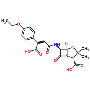 60975-30-6  (2S,5R,6R)-6-{[3-carboxy-3-(4-ethoxyphenyl)propanoyl]amino}-3,3-dimethyl-7-oxo-4-thia-1-azabicyclo[3.2.0]heptane-2-carboxylic acid