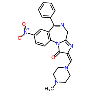 61197-56-6  (2E)-2-[(4-methylpiperazin-1-yl)methylidene]-8-nitro-6-phenyl-2,4-dihydro-1H-imidazo[1,2-a][1,4]benzodiazepin-1-one