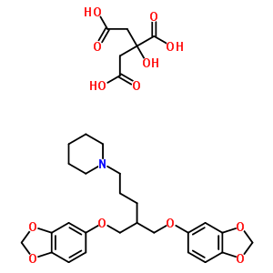 64246-17-9  1-{5-(1,3-benzodioxol-5-yloxy)-4-[(1,3-benzodioxol-5-yloxy)methyl]pentyl}piperidine 2-hydroxypropane-1,2,3-tricarboxylate (salt)