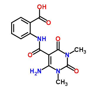64467-33-0  2-{[(6-amino-1,3-dimethyl-2,4-dioxo-1,2,3,4-tetrahydropyrimidin-5-yl)carbonyl]amino}benzoic acid