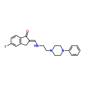 65201-43-6  (2E)-5-fluoro-2-({[2-(4-phenylpiperazin-1-yl)ethyl]amino}methylidene)-2,3-dihydro-1H-inden-1-one