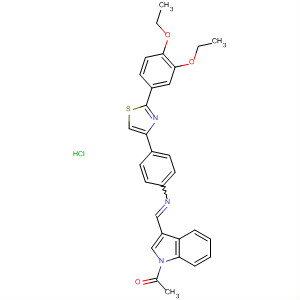 62189-38-2  1H-Indole,1-acetyl-3-[[[4-[2-(3,4-diethoxyphenyl)-4-thiazolyl]phenyl]imino]methyl]-,monohydrochloride