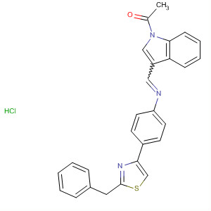 62223-14-7  1H-Indole,1-acetyl-3-[[[4-[2-(phenylmethyl)-4-thiazolyl]phenyl]imino]methyl]-,monohydrochloride