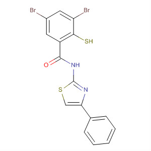 61954-37-8  Benzamide, 3,5-dibromo-2-mercapto-N-(4-phenyl-2-thiazolyl)-