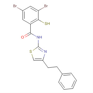 61954-40-3  Benzamide, 3,5-dibromo-2-mercapto-N-[4-(2-phenylethyl)-2-thiazolyl]-