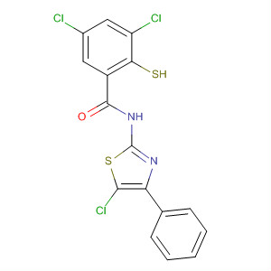 61954-72-1  Benzamide, 3,5-dichloro-N-(5-chloro-4-phenyl-2-thiazolyl)-2-mercapto-