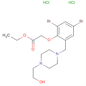 61962-67-2  Acetic acid,[2,4-dibromo-6-[[4-(2-hydroxyethyl)-1-piperazinyl]methyl]phenoxy]-, ethylester, dihydrochloride
