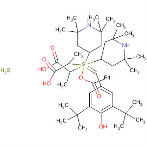 61806-12-0  Propanoic acid,3,3'-[[[3,5-bis(1,1-dimethylethyl)-4-hydroxyphenyl]methylene]bis(thio)]bis-, bis(2,2,6,6-tetramethyl-4-piperidinyl) ester