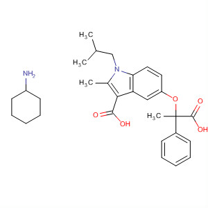 61839-43-8  1H-Indole-3-carboxylic acid,5-(1-carboxy-1-phenylethoxy)-2-methyl-1-(2-methylpropyl)-, compd. withcyclohexanamine (1:1)