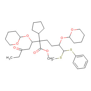 61408-37-5  Cyclopentaneheptanoic acid,2-[4-(methylthio)-4-(phenylthio)-3-[(tetrahydro-2H-pyran-2-yl)oxy]butyl]-5-oxo-3-[(tetrahydro-2H-pyran-2-yl)oxy]-, methyl ester