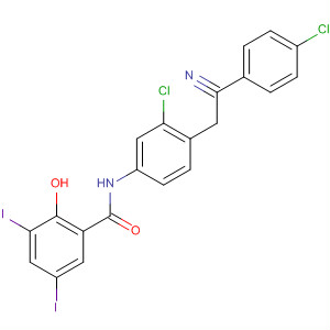61438-58-2  Benzamide,N-[3-chloro-4-[(4-chlorophenyl)cyanomethyl]phenyl]-2-hydroxy-3,5-diiodo-