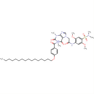 61526-78-1  7H-Purine-7-acetamide,N-[4-[(dimethylamino)sulfonyl]-2,5-dimethoxyphenyl]-a-[4-(hexadecyloxy)benzoyl]-1,2,3,6-tetrahydro-1,3-dimethyl-2,6-dioxo-