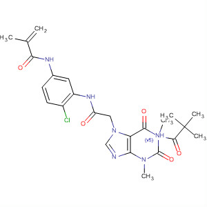 61526-92-9  7H-Purine-7-acetamide,N-[2-chloro-5-[(2-methyl-1-oxo-2-propenyl)amino]phenyl]-a-(2,2-dimethyl-1-oxopropyl)-1,2,3,6-tetrahydro-1,3-dimethyl-2,6-dioxo-