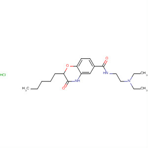 61545-62-8  2H-1,4-Benzoxazine-6-carboxamide,N-[2-(diethylamino)ethyl]-3,4-dihydro-3-oxo-2-pentyl-,monohydrochloride