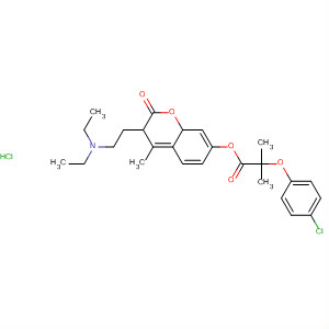 61166-03-8  Propanoic acid, 2-(4-chlorophenoxy)-2-methyl-,3-[2-(diethylamino)ethyl]-4-methyl-2-oxo-2H-1-benzopyran-7-yl ester,hydrochloride