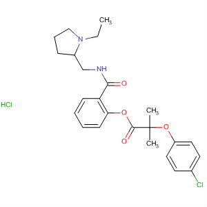 61239-28-9  Propanoic acid, 2-(4-chlorophenoxy)-2-methyl-,2-[[[(1-ethyl-2-pyrrolidinyl)methyl]amino]carbonyl]phenyl ester,monohydrochloride