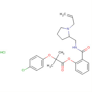 61239-29-0  Propanoic acid, 2-(4-chlorophenoxy)-2-methyl-,2-[[[[1-(2-propenyl)-2-pyrrolidinyl]methyl]amino]carbonyl]phenyl ester,monohydrochloride