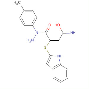 61347-12-4  Propanimidic acid, 3-(1H-indol-2-ylthio)-, 2-(4-methylphenyl)hydrazide