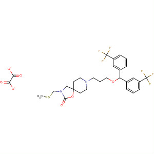 613673-86-2  1-Oxa-3,8-diazaspiro[4.5]decan-2-one,8-[3-[bis[3-(trifluoromethyl)phenyl]methoxy]propyl]-3-[(methylthio)methyl]-, ethanedioate (1:1)