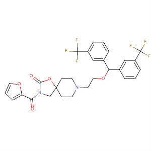 613673-97-5  1-Oxa-3,8-diazaspiro[4.5]decan-2-one,8-[2-[bis[3-(trifluoromethyl)phenyl]methoxy]ethyl]-3-(2-furanylcarbonyl)-