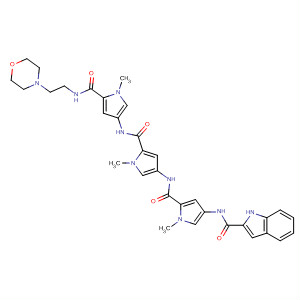 605658-47-7  1H-Indole-2-carboxamide,N-[1-methyl-5-[[[1-methyl-5-[[[1-methyl-5-[[[2-(4-morpholinyl)ethyl]amino]carbonyl]-1H-pyrrol-3-yl]amino]carbonyl]-1H-pyrrol-3-yl]amino]carbonyl]-1H-pyrrol-3-yl]-