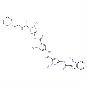 605658-48-8  1H-Indole-2-carboxamide,1-methyl-N-[1-methyl-5-[[[1-methyl-5-[[[1-methyl-5-[[[2-(4-morpholinyl)ethyl]amino]carbonyl]-1H-pyrrol-3-yl]amino]carbonyl]-1H-pyrrol-3-yl]amino]carbonyl]-1H-pyrrol-3-yl]-