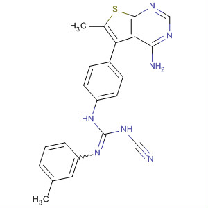 605661-00-5  Guanidine,N-[4-(4-amino-6-methylthieno[2,3-d]pyrimidin-5-yl)phenyl]-N'-cyano-N''-(3-methylphenyl)-