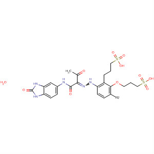 606111-93-7  1-Propanesulfonic acid,3,3'-[[4-[[1-[[(2,3-dihydro-2-oxo-1H-benzimidazol-5-yl)amino]carbonyl]-2-oxopropylidene]hydrazino]-1,2-phenylene]bis(oxy)]bis-