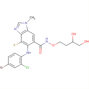 606143-54-8  1H-Benzimidazole-6-carboxamide,5-[(4-bromo-2-chlorophenyl)amino]-N-(3,4-dihydroxybutoxy)-4-fluoro-1-methyl-
