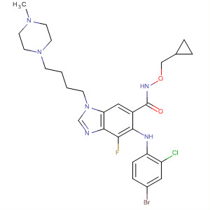 606143-59-3  1H-Benzimidazole-6-carboxamide,5-[(4-bromo-2-chlorophenyl)amino]-N-(cyclopropylmethoxy)-4-fluoro-1-[4-(4-methyl-1-piperazinyl)butyl]-