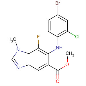 606144-03-0  1H-Benzimidazole-5-carboxylic acid,6-[(4-bromo-2-chlorophenyl)amino]-7-fluoro-1-methyl-, methyl ester