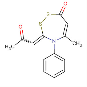 60728-82-7  7H-1,2,4-Dithiazepin-7-one,3,4-dihydro-5-methyl-3-(2-oxopropylidene)-4-phenyl-
