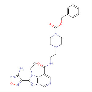 607373-59-1  1-Piperazinecarboxylic acid,4-[2-[[[2-(4-amino-1,2,5-oxadiazol-3-yl)-1-ethyl-1H-imidazo[4,5-c]pyridin-7-yl]carbonyl]amino]ethyl]-, phenylmethyl ester