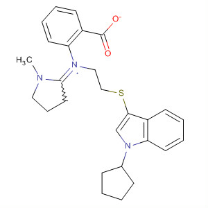 61020-98-2  Ethanamine,2-[(1-cyclopentyl-1H-indol-3-yl)thio]-N-(1-methyl-2-pyrrolidinylidene)-,benzoate