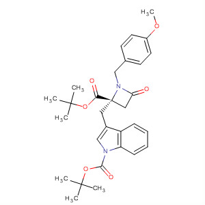 610314-37-9  1H-Indole-1-carboxylic acid,3-[[(2S)-2-[(1,1-dimethylethoxy)carbonyl]-1-[(4-methoxyphenyl)methyl]-4-oxo-2-azetidinyl]methyl]-, 1,1-dimethylethyl ester