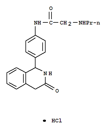 60197-00-4  Acetamide,2-(propylamino)-N-[4-(1,2,3,4-tetrahydro-3-oxo-1-isoquinolinyl)phenyl]-,hydrochloride (1:1)