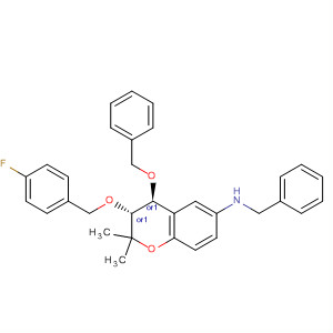 602331-78-2  2H-1-Benzopyran-6-amine,3-[(4-fluorophenyl)methoxy]-3,4-dihydro-2,2-dimethyl-4-(phenylmethoxy)-N-(phenylmethyl)-, (3R,4S)-rel-