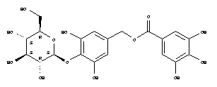 64121-96-6  b-D-Glucopyranoside,2,6-dihydroxy-4-[[(3,4,5-trihydroxybenzoyl)oxy]methyl]phenyl (9CI)