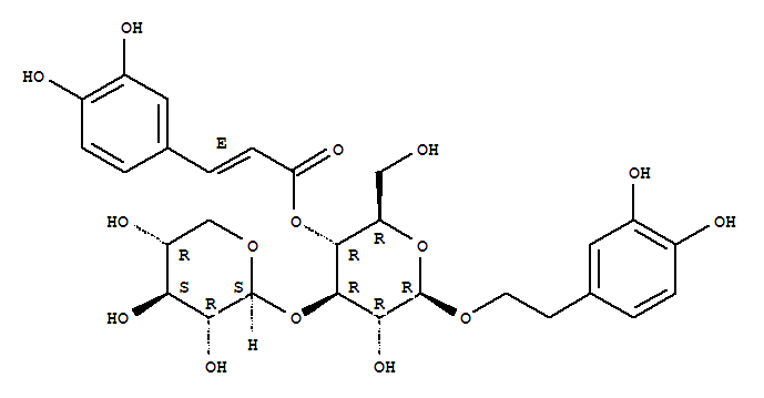 64142-04-7  b-D-Glucopyranoside,2-(3,4-dihydroxyphenyl)ethyl 3-O-b-D-xylopyranosyl-, 4-[(2E)-3-(3,4-dihydroxyphenyl)-2-propenoate]