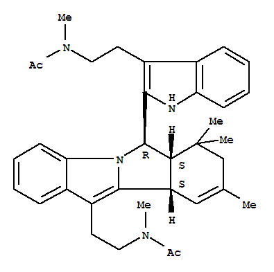 64494-81-1  Acetamide,N-[2-[(6R,6aS,10aS)-6-[3-[2-(acetylmethylamino)ethyl]-1H-indol-2-yl]-6a,7,8,10a-tetrahydro-7,7,9-trimethyl-6H-isoindolo[2,1-a]indol-11-yl]ethyl]-N-methyl-