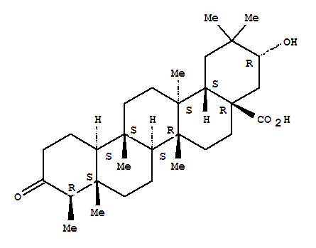 64543-32-4  24,25,26-Trinoroleanan-28-oicacid, 21-hydroxy-5,9,13-trimethyl-3-oxo-, (4b,5b,8a,9b,10a,13a,14b,21a)- (9CI)