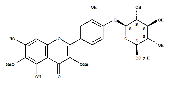 65039-74-9  b-D-Glucopyranosiduronic acid,4-(5,7-dihydroxy-3,6-dimethoxy-4-oxo-4H-1-benzopyran-2-yl)-2-hydroxyphenyl