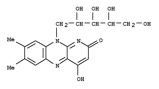 65176-87-6  D-Ribitol,1-deoxy-1-(4-hydroxy-7,8-dimethyl-2-oxopyrido[2,3-b]quinoxalin-10(2H)-yl)-(9CI)