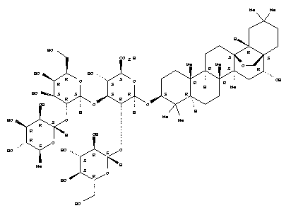 65312-86-9  b-D-Glucopyranosiduronic acid, (3b,16a)-13,28-epoxy-16-hydroxyoleanan-3-yl O-6-deoxy-a-L-mannopyranosyl-(1®2)-O-b-D-galactopyranosyl-(1®3)-O-[b-D-glucopyranosyl-(1®2)]-